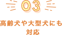 高齢犬や大型犬にも 対応